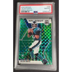 2020 Panini Mosaic NFL Debut Jalen Hurts #265 Green Mosaic Prizm RC PSA 10